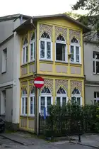 Ausschnitt eines Hauses an der Chopin-Stra�e in Zoppot / Sopot. Aufnahme: 11. August 2019.