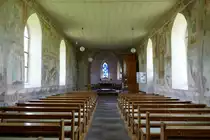 Blansingen im Markgr�flerland, die Wandmalerei in der St.Peterskirche stammt aus der 2.H�lfte des 15.Jahrhunderts, 1955 freigelegt und restauriert, Juli 2019