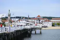 Zoppot / Sopot. Seit knapp 200 Jahren geh�rt der Spaziergang auf dem Zoppoter Seesteg zum Pflichtprogramm bei einem Besuch in Zoppot. Aufnahme: 15. August 2019.