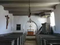 �rting, Innenraum mit Kanzel von 1636 in der Ev. Kirche (24.07.2019)