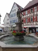 Gro�bottwar, Marktbrunnen mit Brunnenfigur von 1930 am Marktplatz (24.06.2018)