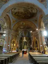 St. Ulrich in Gr�den, Pfarrkirche St. Ulrich, erbaut von 1792 bis 1796, Fresken von Franz Xaver Kirchebner (14.09.2019)