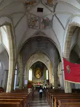 Cembra, sp�tgotischer Innenraum der Pfarrkirche St. Maria Assunta (16.09.2019)