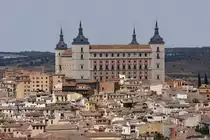 TOLEDO (Provincia de Toledo), 20.04.2019, Blick vom Parador auf Altstadt und Alc�zar, einer das Stadtbild dominierenden ehemaligen Festung