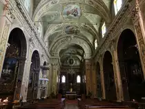 Belgirate, barocker Innenraum der Pfarrkirche Purificazione di Maria, Fresken von Luigi Morgari, Stuckarbeiten von Luigi Secchi (06.10.2019)