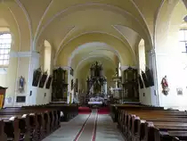 Doksy / Hirschberg am See, Innenraum der Pfarrkirche St. Bartholom�us, erbaut bis 1638 durch Bernard Canevalle (27.09.2019)