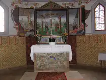 Innenansicht der St.-Anna-Kapelle, der �lstesten Holzkapelle in S�ddeutschland, gebaut im 16. Jahrhundert; geh�rt zu Rohrmoos im Starzlachtal, einem Ortsteil von Oberstdorf (Landkreis Oberallg�u - April 2006)