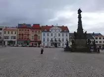 Dvur Kralove nad Labem / K�niginhof an der Elbe, Dreifaltigkeitss�ule am Masarykovo Namesti (30.09.2019)