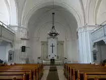 Kecskemet, neoromanischer Innenraum der Ev. Pfarrkirche (25.08.2019)