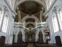 Mainz, barocker Innenraum der St. Ignaz Kirche, Deckengem�lde von Johann Baptist Enderle (01.03.2020)