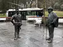 Figurengruppe von Kaiser Franz Josef I und Edward VII in Marienbad am 26. Februar 2020
