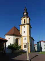 K�rnach, Pfarrkirche St. Michael, Saalbau mit eingezogenem Chor, erbaut von 1723 bis 1724 (27.05.2017)