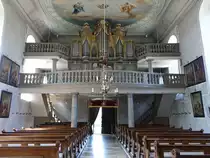 Wipfeld, Orgelempore in der Pfarrkirche St. Johannes der T�ufer (27.05.2017)