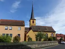 Gerlachshausen, kath. St. �gidius Kirche, Saalbau, Chor und Untergeschosse des Turmes erbaut in der ersten H�lfte des 15. Jahrhundert, Langhaus erbaut 1751 (28.05.2017)