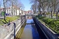 An der Bootfahrt in der nordfriesischen Kleinstadt T�nning. Aufnahme: 31. M�rz 2020.