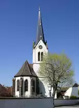 Bickensohl im Kaiserstuhl, die evangelische Kirche, M�rz 2020
