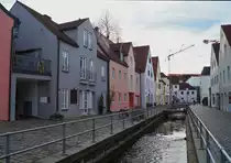 Blick �ber die idyllische Herrenmoosach in die Fischergasse von Freising, 20.02.2020.