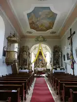 Neuenschwand, barocker Innenraum der kath. Pfarrkirche St. Bartholom�us, erbaut im 18. Jahrhundert (03.06.2017)