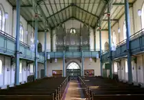 K�ndringen, Blick zur Orgelempore in der evangelischen Kirche, April 2020