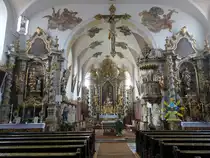 Arrach, sp�tbarocker Innenraum von 1752 in der Pfarrkirche St. Valentin (05.06.2017)