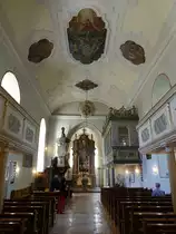 Engelthal, sp�tbarocker Innenraum der ev. Pfarrkirche St. Johannes, erbaut von 1747 bis 1751 (11.06.2017)