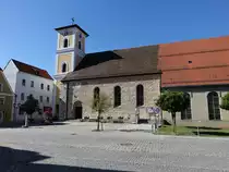 Schmidm�hlen, kath. Pfarrkirche St. �gidius, Saalkirche, erbaut von 1832 bis 1834 durch Hans D�llgast (11.06.2017)
