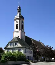 Schutterwald, St.Jakobus-Kirche, im �bergang vom Barock zum Klassizismus erbaut, der Turm ist 48m hoch, Mai 2020