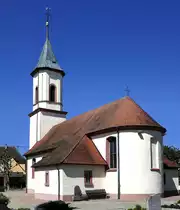 M�llen, OT von Neuried in der Ortenau, die katholische Pfarrkirche St.Ulrich, 1741 barock erweitert und erneuert, Mai 2020
