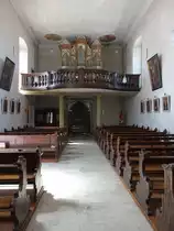 Wermerichshausen, Orgelempore in der kath. Pfarrkirche St. Vitus (07.07.2018)