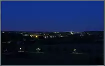 N�chtlicher Blick auf die Saalestadt Naumburg mit dem angestrahlten Naumburger Dom. (Ro�bach, 01.06.2020)