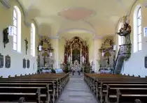 Schweighausen, Blick zum Altar in der Kirche St.Romanus, Juli 2020
