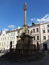 Sumperk / M�hrisch Sch�nberg, Mariens�ule von Michael K�ssler am Namesti Miru (30.06.2020)