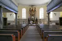Willst�tt, Blick zum Altar in der evangelischen Kirche, Mai 2020