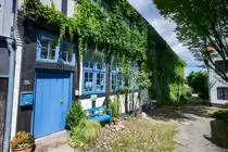 Altes Fachwerkhaus im K�nstlerhof an der Norderstra�e in Flensburg. Aufnahme: 11. Juli 2020.