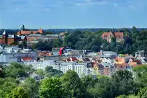 Aussicht vom Wasserturm M�rwik auf die Flensburger Innenstadt. Auf dem H�gel rechts im Bild ist fas Hauptgeb�uder des Museumsbergs zu sehen. Aufnahme: 31. Juli 2020.