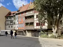 Kr�merbr�cke am 26. August 2020 in Erfurt, diese befindet sich im Zentrum der Altstadt; in der N�he des Rathauses. Sie ist ein lebendiges Denkmal.