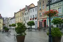 H�user am Rathausplatz in Darłowo (R�genwalde) in Hinterpommern. Aufnahme: 22. August 2020.