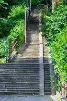 Die Marientreppe in Flensburg - Aus der n�rdlichen Altstadt �ber 1010 Stufen hinauf nach Duburg. Aufnahme: 18. Juli 2020.