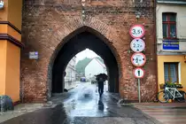 Ausschnitt vom Steintor in Darłowo (R�genwalde) in Hinterpommern. Aufnahme: 22. August 2020.