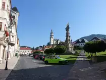 Kremnica / Kremnitz, Mariens�ule und St. Katharina Kirche am Stefanikovo Namesti (08.08.2020)
