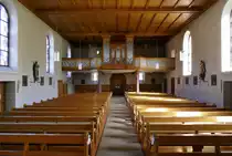 D�rlinbach, Blick zur Orgelempore in der Kirche St.Johannes, Juli 2020
