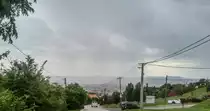 Panoramasich auf die Stadt P�cs, beim regnerischen, und nebligen Wetter anfang Juni, 2020.