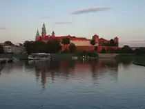 Krakau, abendliche Aussicht auf die Wawelburg mit Kathedrale (03.09.2020)