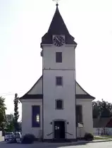 Wittenweier, die evangelische Dorfkirche, Westgiebel und Eingangsturm, Sept.2020