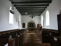 �ster Bjerregrav, romanischer Innenraum der ev. Kirche, Kanzel von 1591 (21.09.2020)