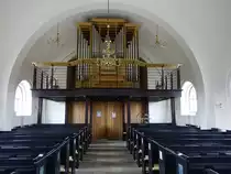 Hirtshals, Orgelempore in der evangelischen Kirche (23.09.2020)