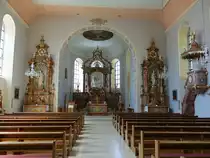 J�hlingen, Innenraum mit Hochaltar von 1785 in der St. Martin Kirche (12.08.2017)