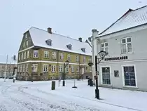 Das Hotel der Herrnhuter Br�dergemeinde in Christiansfeld (Nordschleswig). Wegen der au�ergew�hnlich gut erhaltenen Siedlung der Herrnhuter Br�dergemeine besitzt der Ort seit 2015 den Status eines Unesco-Weltkulturerbes. Aufnahme: 3. Februar 2021.