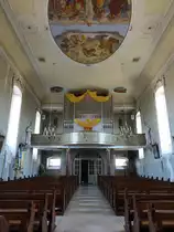 Donnersdorf, Orgelempore in der kath. Pfarrkirche St. Johannes der T�ufer (14.10.2018)