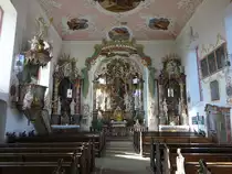 Eyershausen, sp�tbarocker Innenraum der kath. St. Wendelin Kirche (15.10.2018)